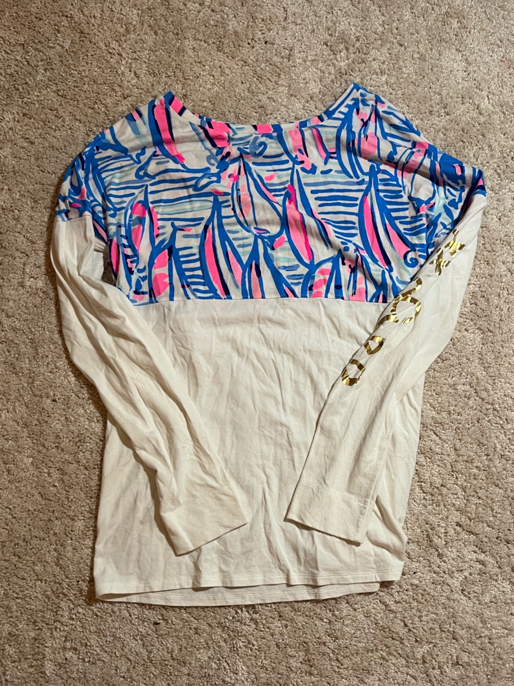 Lilly Pulitzer Blue and Pink Print Top